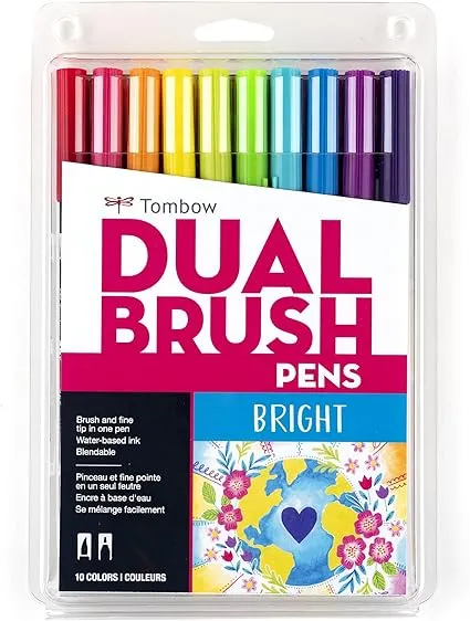 Tombow Dual Brush Pen Set 10 Pkg Brights