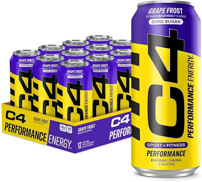 C4 Carbonated Zero Sugar Energy Pre Workout Drink + Beta Alanine, (NEW) Sparklin