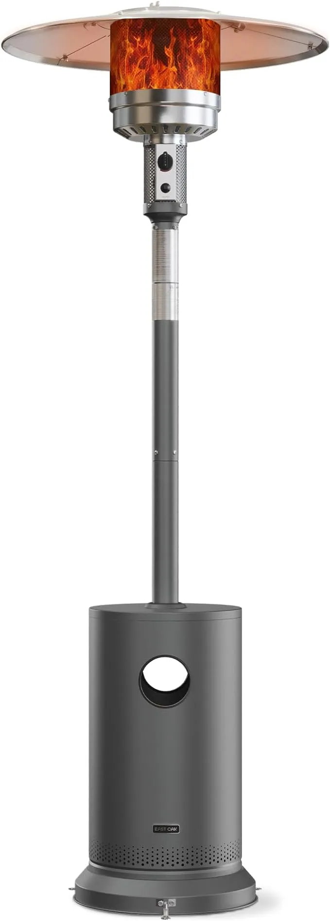 EAST OAK 48,000 BTU Patio Heater for Outdoor Use With Round Table Design, Double-Layer Stainless Steel Burner and Wheels, Outdoor Patio Heater for Home and Commercial, Gray, 31.9 x 31.9 x 86.6 inches