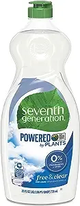 Seventh Generation Dish Liquid Soap, Free & Clear, 25 oz (Packaging May Vary)