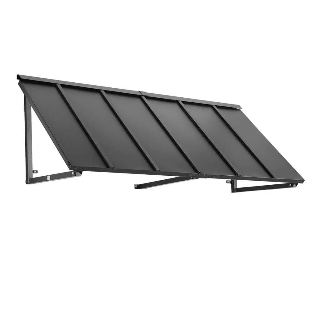 8.7 ft. Houstonian Metal Standing Seam Fixed Awning (104 in. W x 24 in. H x 36 in. D) Pewter