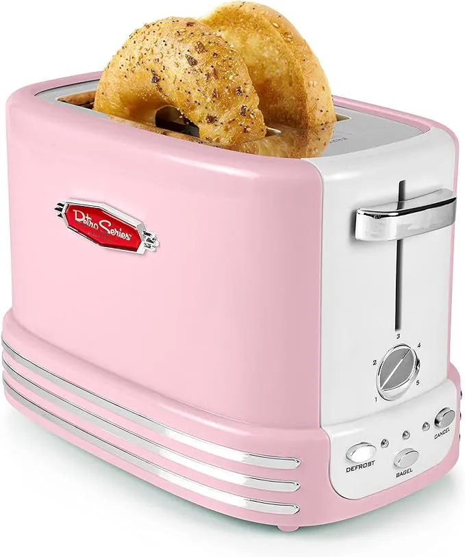 Nostalgia Retro 2-Slice Bagel Toaster - Pink