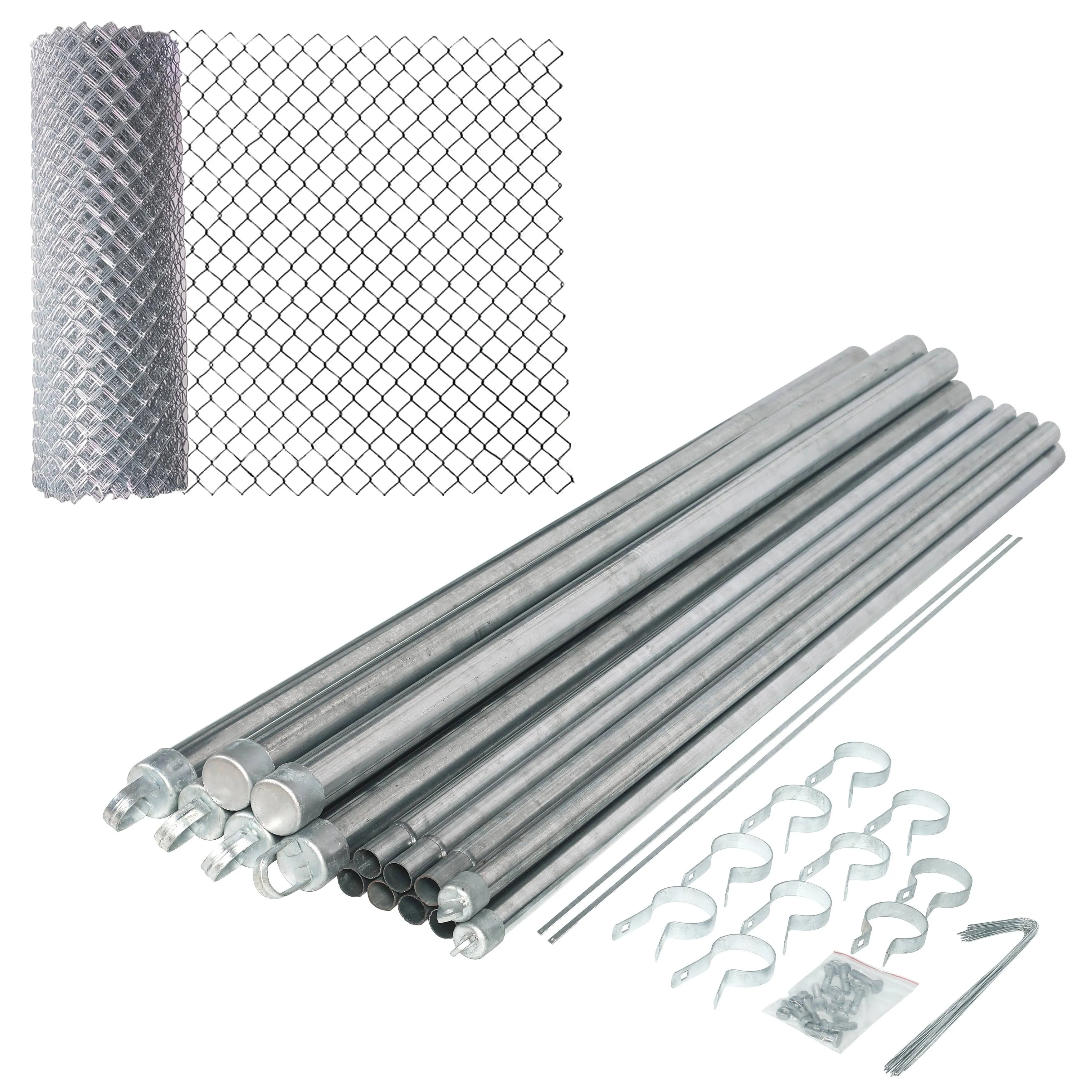 Aleko Galvanized Steel Chain Link Fence - Complete Kit - 4 x 50 Feet - 11.5 AW Gauge