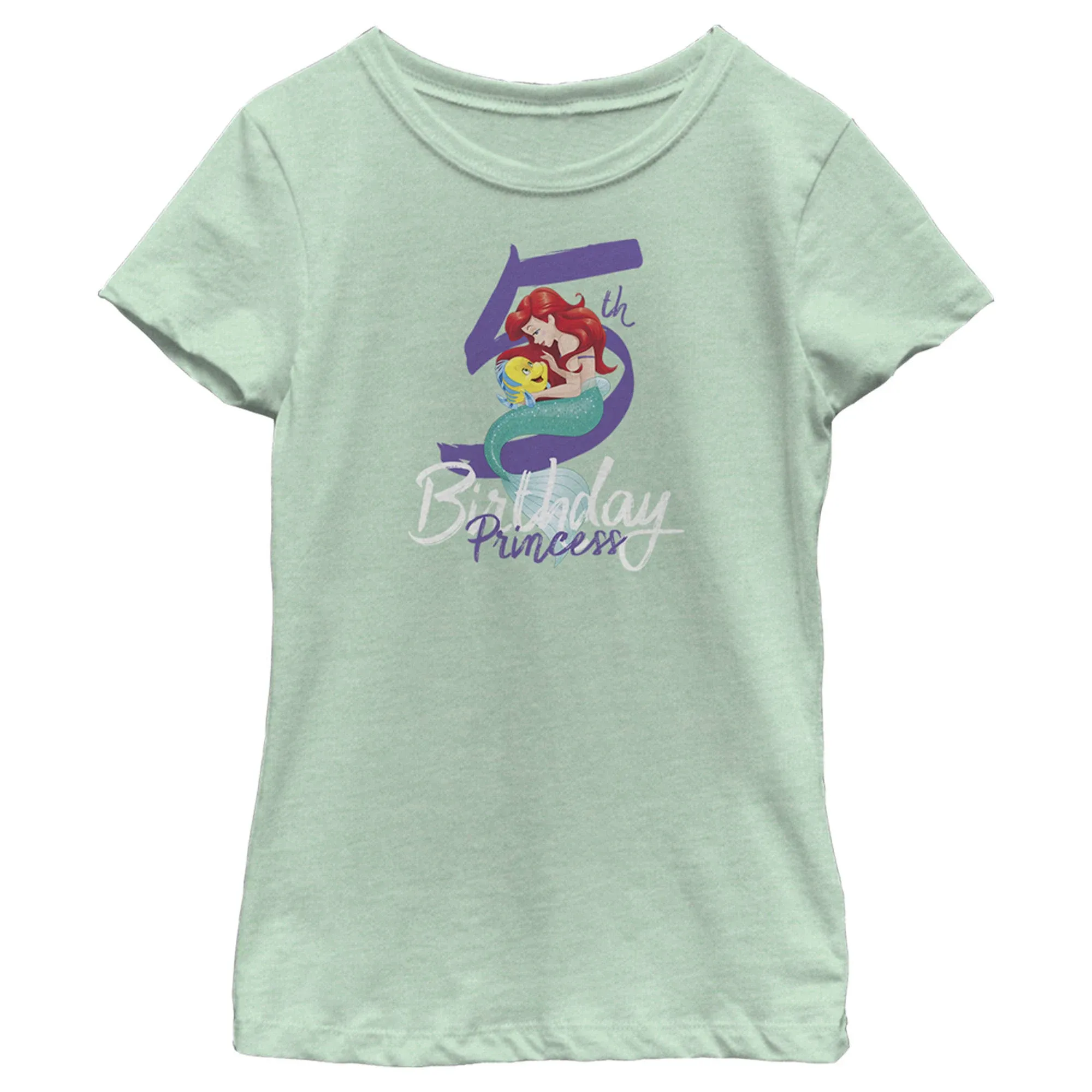 Disney Girl's Birthday Mermaid Six T-Shirt