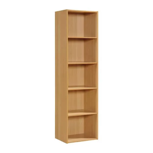 Hodedah 5-Shelf, 59 in. H Mahogany Bookcase, Brown