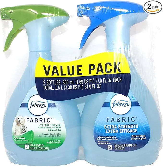 Febreze Fabric Refresher 2 Count Value Pack, Pet Odor Eliminator and Extra Strength - 27 fl oz