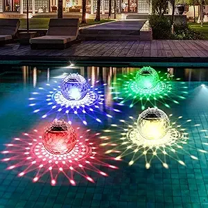 Floating Pool Lights, Solar Pool Lights with RGB Color Changing Waterproof Pool Lights That Float for Swimming Pool at Night LED Pool Lights for 