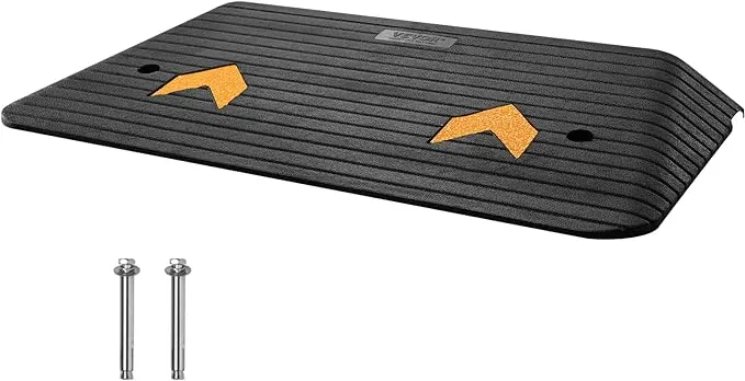 VEVOR Rubber Threshold Ramp Doorway, 3" Rise Wheelchair Ramp, Recycled Rubber Power Curb Ramp Rated 33069 Lbs Load Capacity, Non-Slip Surface Rubber Threshold Ramp for Wheelchair and Scooter