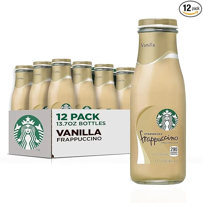 Starbucks Frappuccino Coffee Drink Vanilla 13.7 Fl Oz Pack of 12