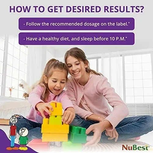 NuBest Tall Kids - Toddlers Vitamins & Kids Vitamins for Age 2 to 9 - Bone Strength & Immunity Support - Helps Kids, Toddlers Healthy - Animal Shapes - 60 Chewable Berry Tablets | 1 Month Supply