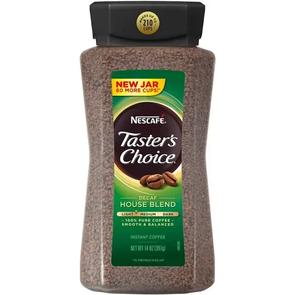 NESCAFE Taster's Choice, Decaf House Blend Light Medium Roast Instant Coffee, 8 boxes (128 packets)