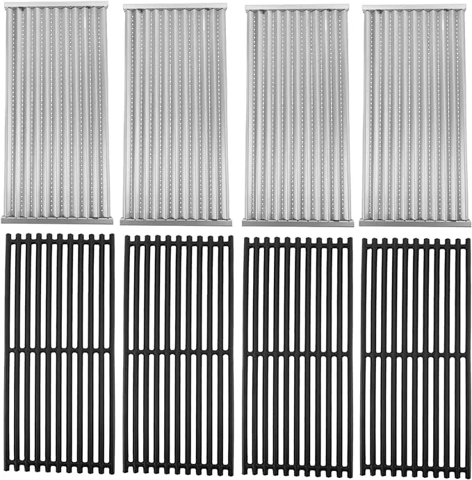 18 1/4" Stainless Steel Emitter Plates and Cast Iron Cooking Grill Grates Replacement Parts for Charbroil 463224912, 463231711, 463241413, 463241414, 463247209, 463271314, 466231711, Kenmore 463268107