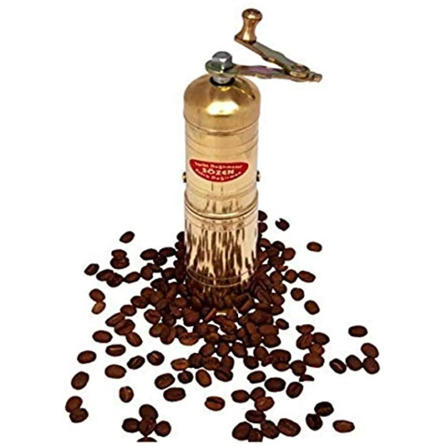 7" Handmade Manual Brass Coffee Mill Grinder Sozen, Adjustable Portable Conical ...