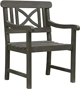 Renaissance Hand-Scraped Acacia Cross-Back Patio Armchair