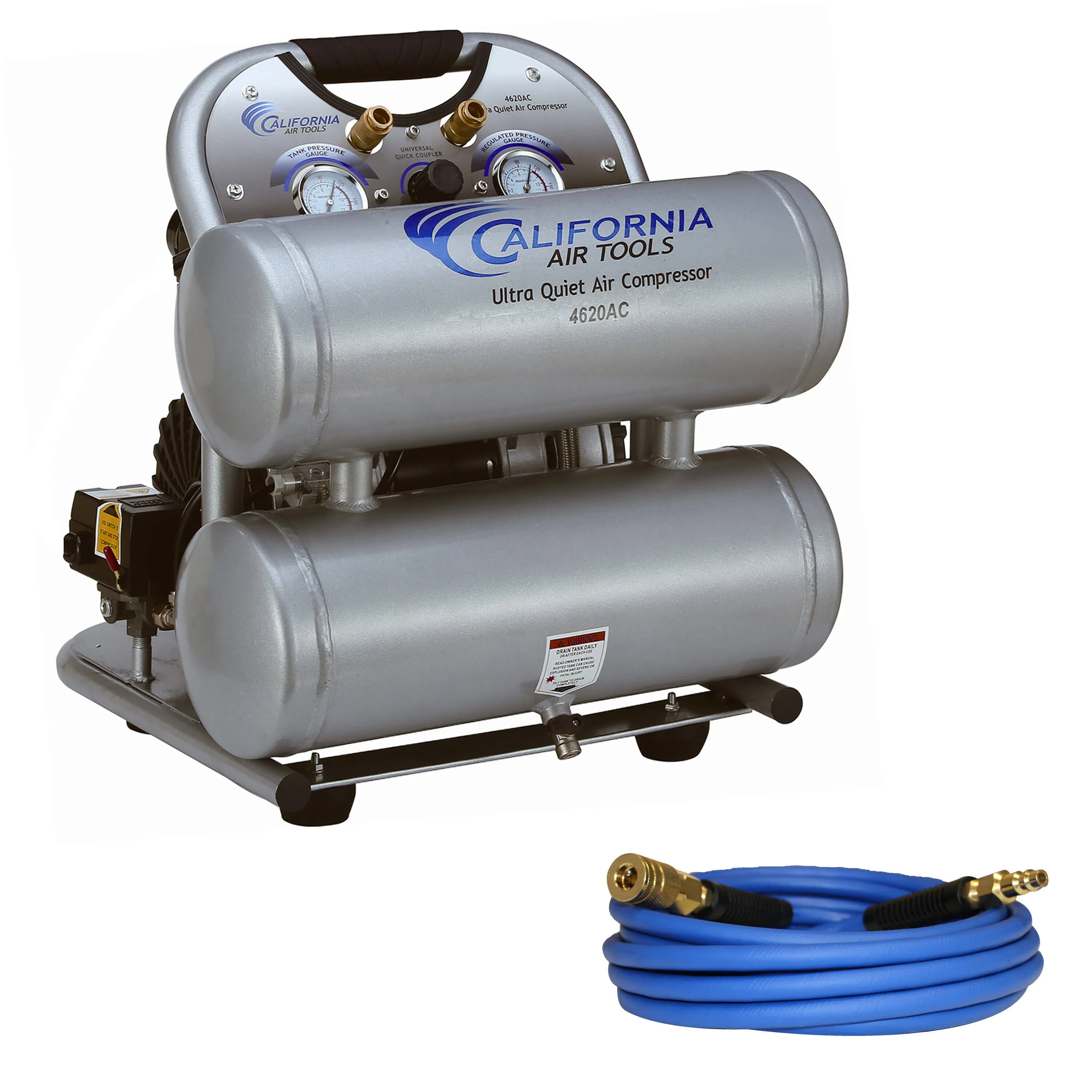 California Air Tools 4620ACH Ultra Quiet & Oil-Free 2.0 HP, 4.0 gal. Aluminum Twin Tank Air Compressor Hose Kit