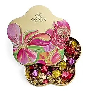 Godiva Chocolatier Spring Assorted G Cube Flower Tin, 32 Piece