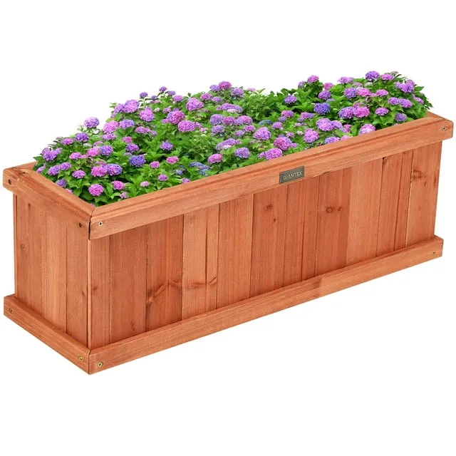 28 in. Rectangular Wood Flower Planter Box Garden Yard Decorative Window Box