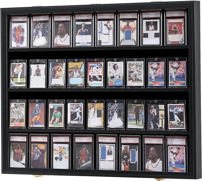 KCRasan 36 Graded Sports Card Display Case - Baseball Card Display Case Lockable - Collection Card Display, Wall Display Frame for Basketball Football Hockey Trading Cards with UV Protection Acrylic