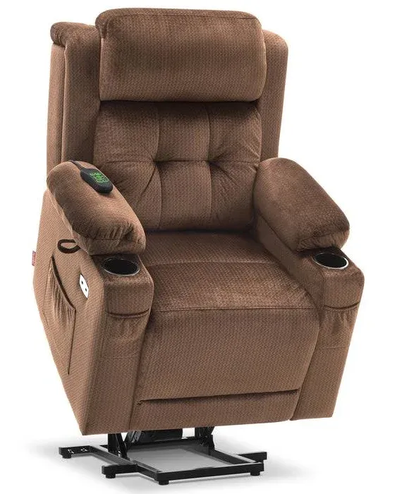 Power Lift Recliner Chair Sofa with Heat and Massage, Adjustable Headrest, Beige