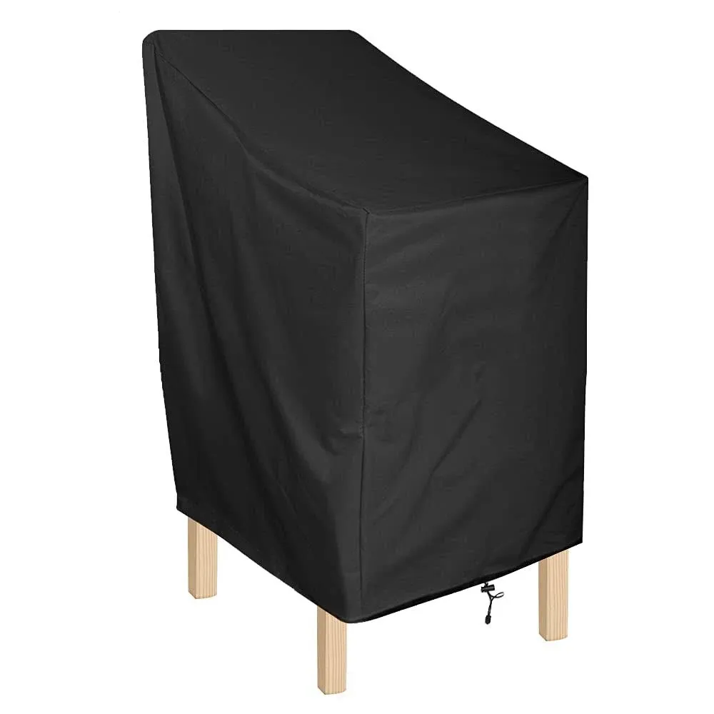 ANMINY Waterproof Patio Chair Covers Outdoor High Back Stackable Dining Bar Stool Lawn Chair Cover Furniture Protector Sun Resistant - Black, Pack of 4