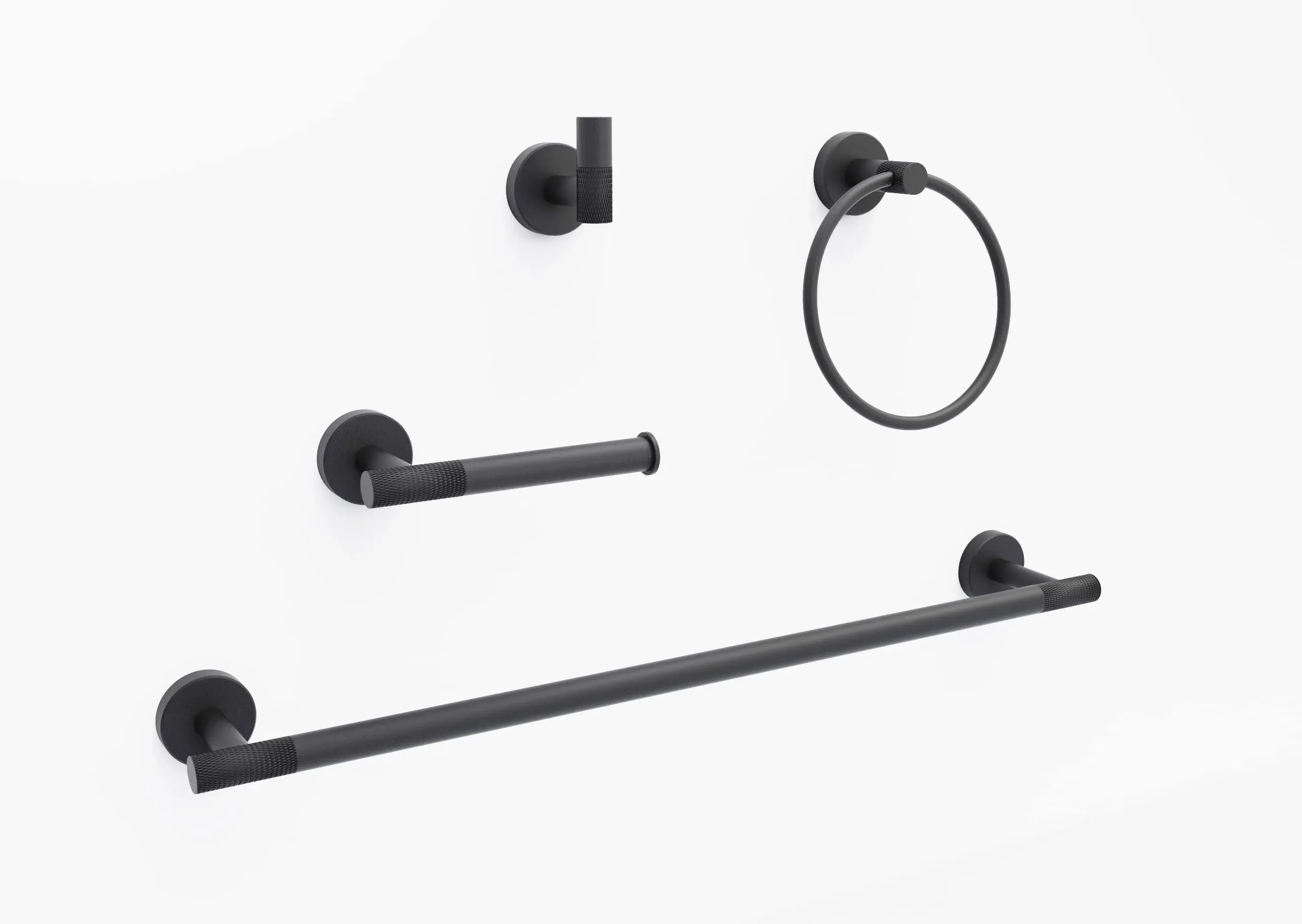 Marmolux ACC Marmolux 4-Piece Bathroom Hardware Set - Matte Black Knurled ...