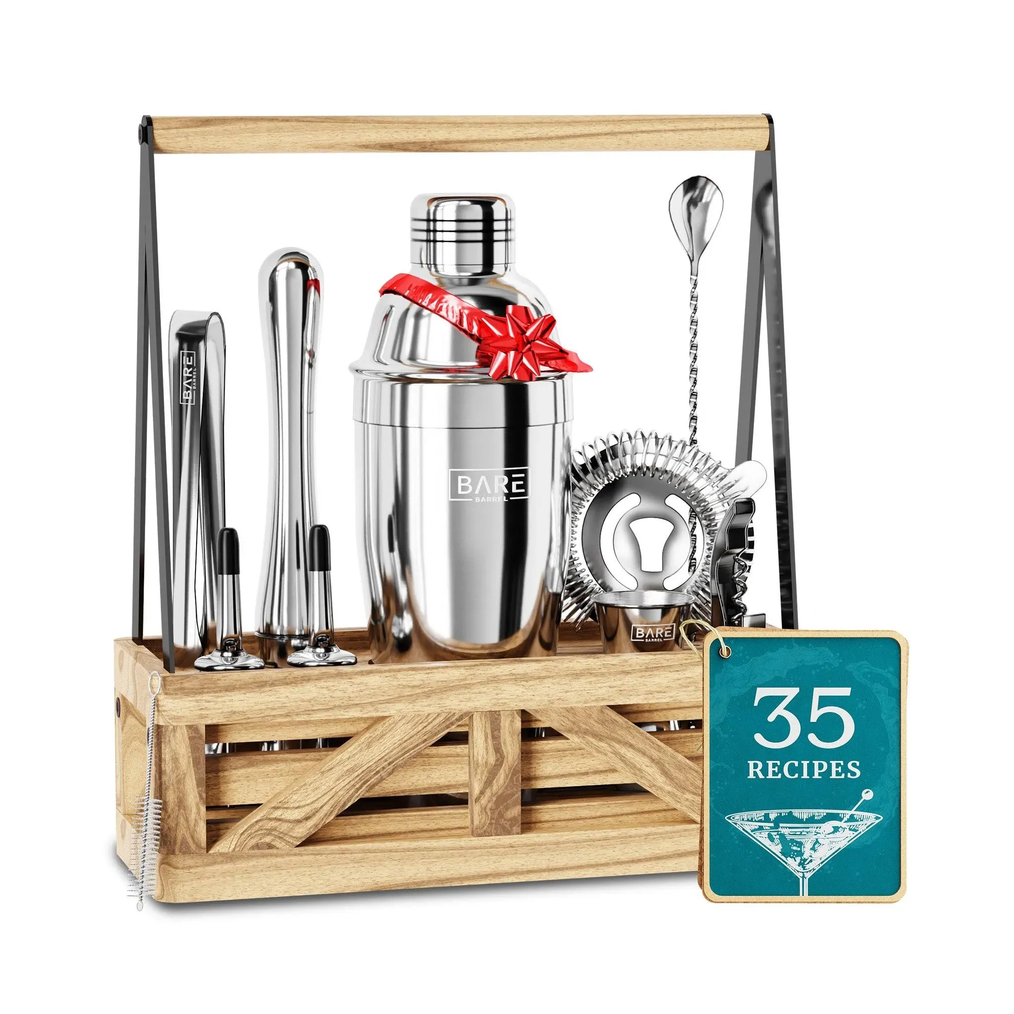 Mixology Bartender Kit Silver | Home Bar Set Cocktail Shaker Set | Martini 