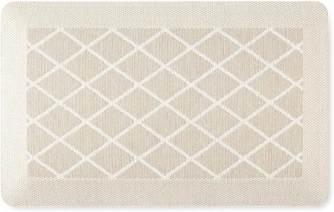 Martha Stewart Miles Modern Diamond Anti-Fatigue Air-Infused Kitchen Mat, Beige, 19.6"x32"