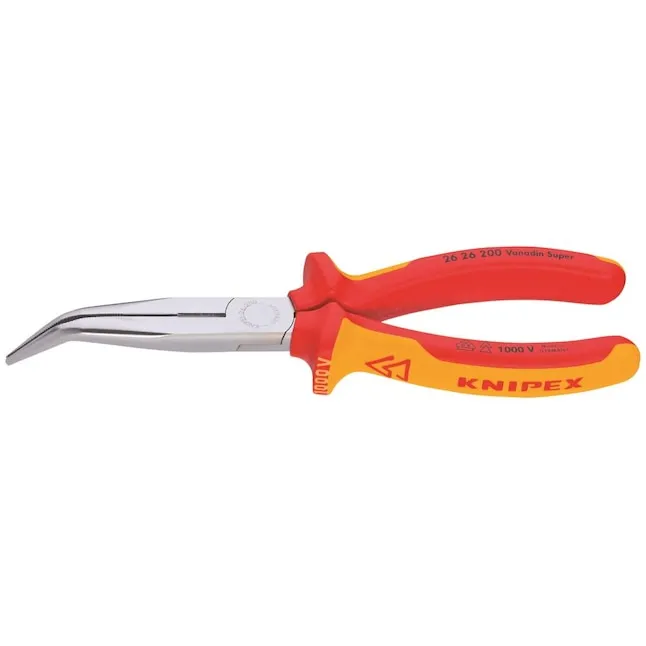 KNIPEX Angled Long Nose Pliers with Cutter-1,000V Insulated Electrical Cutting Pliers