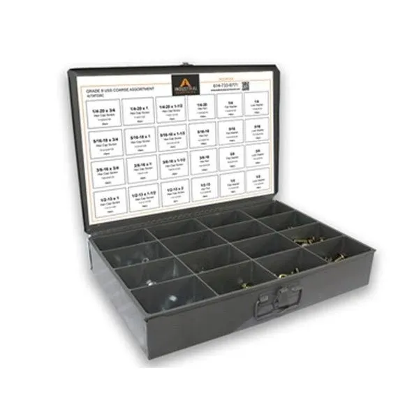 Titan Industrial Supply-1275 Piece Grade 8 Coarse Thread Metal Drawer Assortment