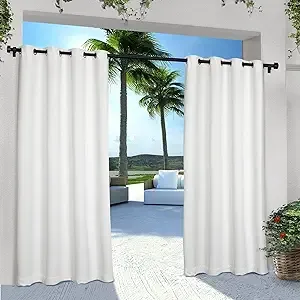 Exclusive Home Indoor/Outdoor Solid Cabana Grommet Top Curtain Panel Pair, Sundress Yellow, 54x84