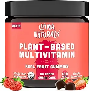 Llama Naturals Real Fruit Gummy Vitamins for Women | No Added Sugar Cane | Whole Food Multivitamin Gummies | Vegan, Organic, Chewable | 120 ct | 30