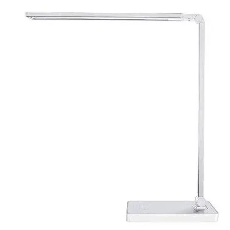 PHIVE Dimmable LED Desk Lamp with Fast Charging USB Port, Touch Control, 8-Level Dimmer / 4 Lighting Modes, Aluminum Body, Eye-Care LED, Table Lamp for Bedroom/Reading/Study (Silver)