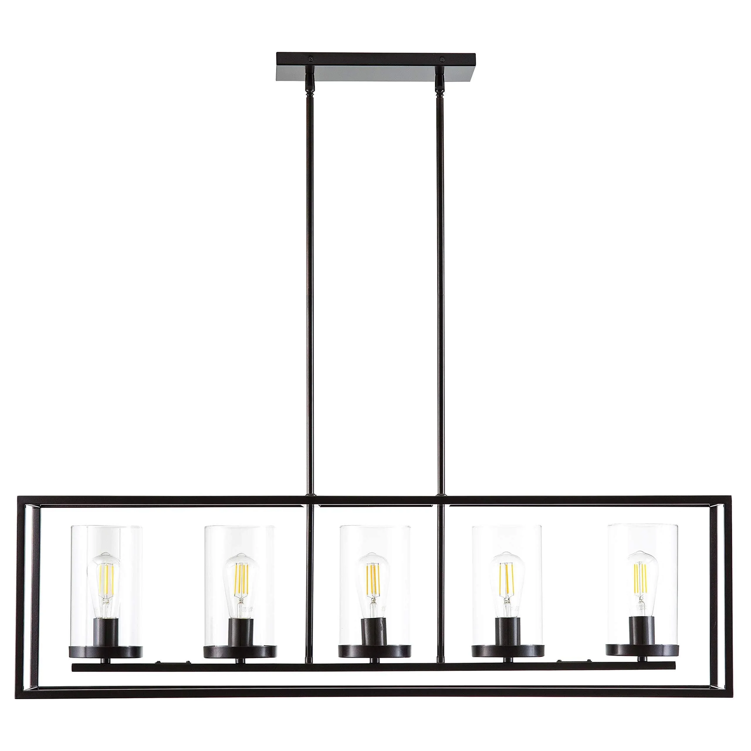 Linea di Liara Verona Box Frame Chandelier, Dark Bronze - Transitional - Kitchen Island Lighting - by Linea di Liara | Houzz