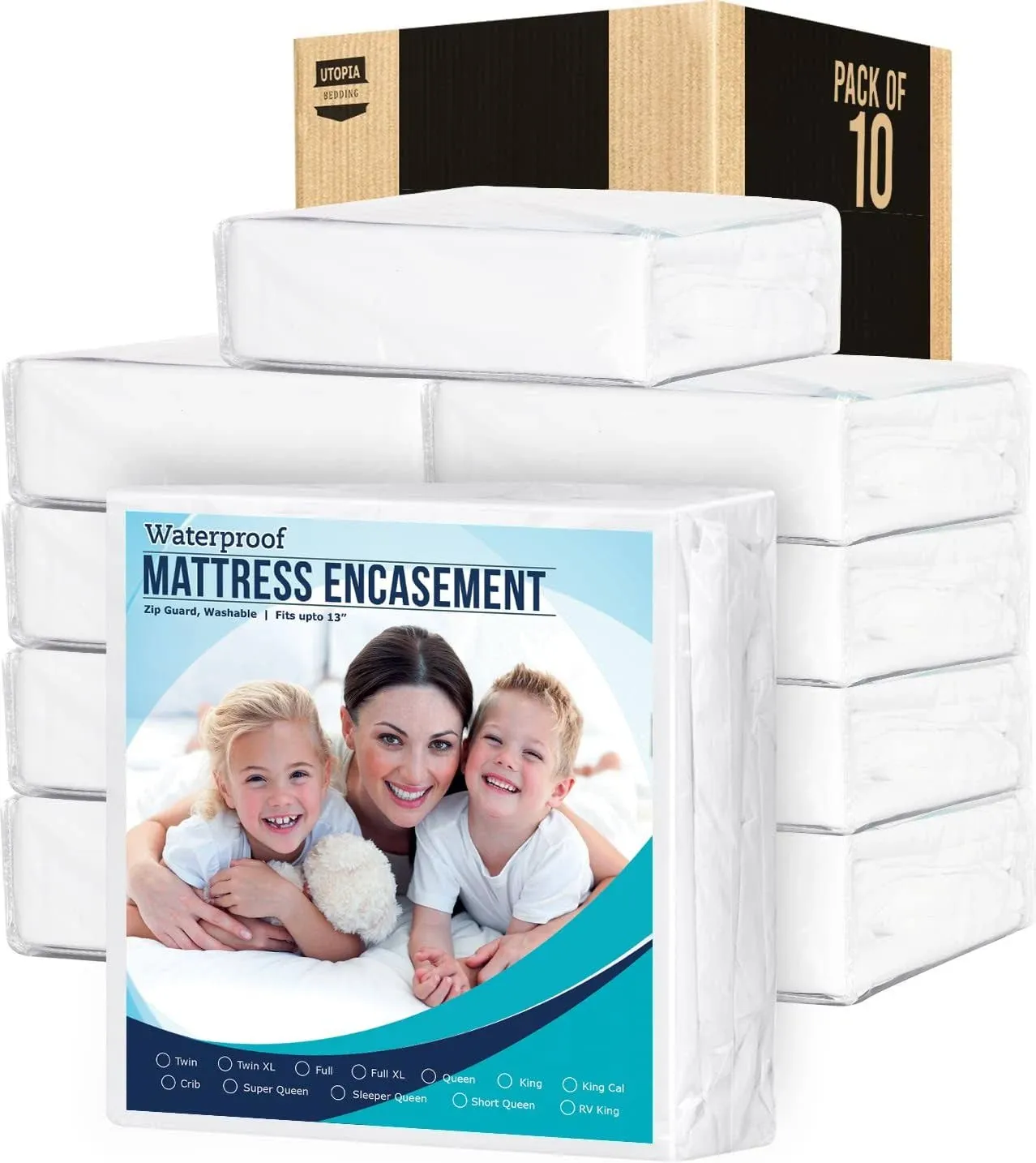 Utopia Bedding Zippered Mattress Encasement Twin - 100% Waterproof and Bed Bug Proof Mattress Protector - Absorbent, Six-Sided Mattress Cover (Pack of 2)