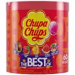 Chupa Chups Candy Lollipops, 5 Assorted Flavors, Drum Display for Parties Office Concessions, 60 Count Drum