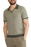 Shop Marine Layer Liam Johnny Collar Polo In Olive/ Driftwood