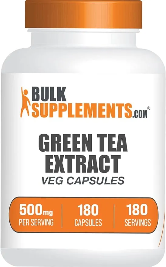 BULKSUPPLEMENTS.COM Green Tea Extract Capsules - with 50% EGCG - EGCG Supplements - Green Tea Supplement - 1 Green Tea Capsules per Serving - Green Tea EGCG - Green Tea Pills (180 Veg Capsules)