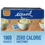 EQUAL Zero Calorie Sweetener, Sugar Substitute, 800 Packets