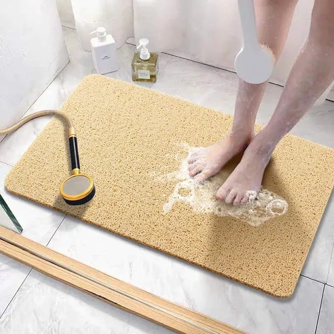 Asvin Soft Textured Bath, Shower, Tub Mat, 24x32 Inch, Phthalate Free, Non Slip Comfort Bathtub Mats with Drain, PVC Loofah Bathroom Mats for Wet Areas, Quick Drying