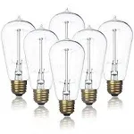 Jslinter 6-Pack Edison Light Bulb, Warm White 2200K Old Fashioned Incandescent Light, 60 Watt Dimmable ST58 Antique Vintage Style Light, Clear Glass e26 Base(60w/110v)Jslinter 6-Pack Edison Light Bulb, Warm White 2200K Ol…