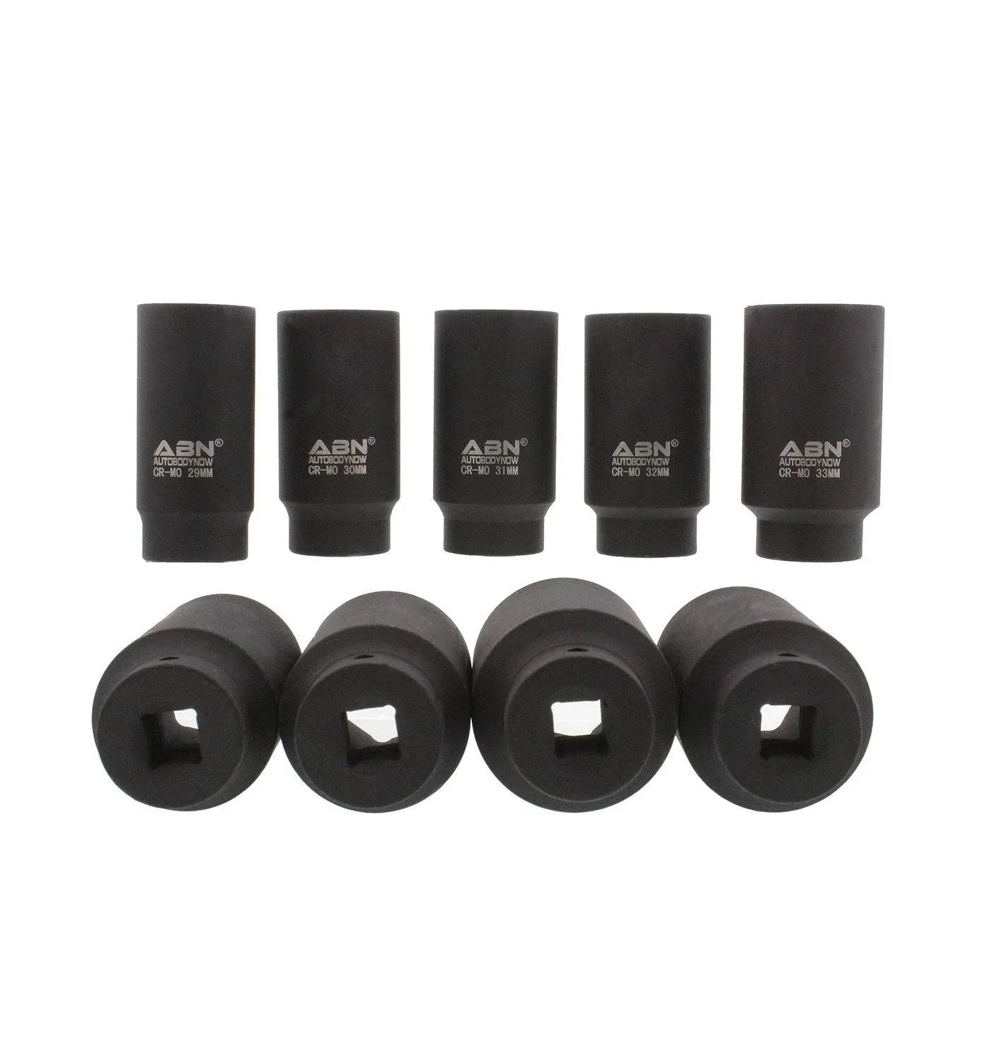 ABN 1/2in Drive 6 Point Spindle Thin Wall Axle Nut Socket 9-Piece Metric Set – 