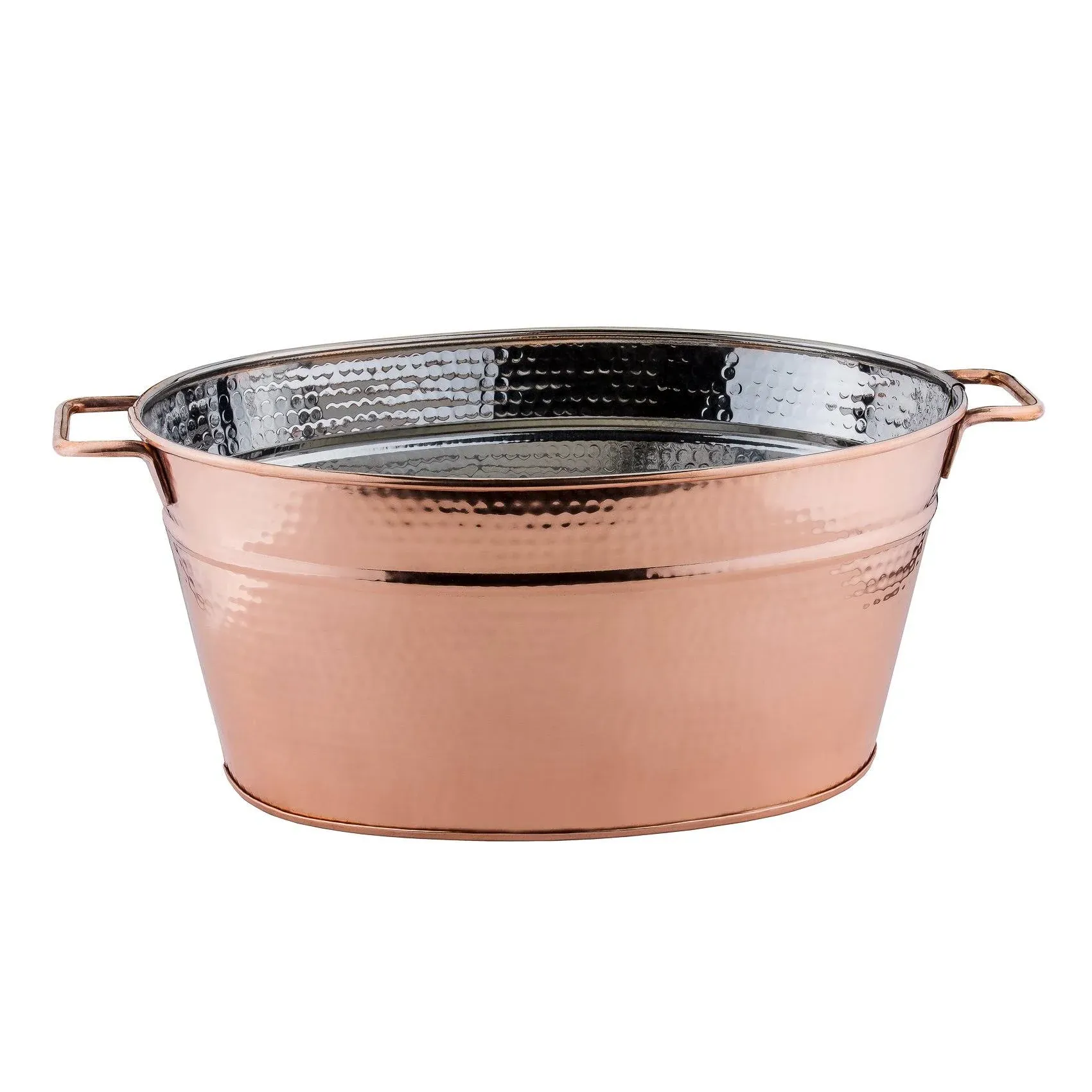 5.75 Gallon Hammered Decor Copper Oval Beverage Tub