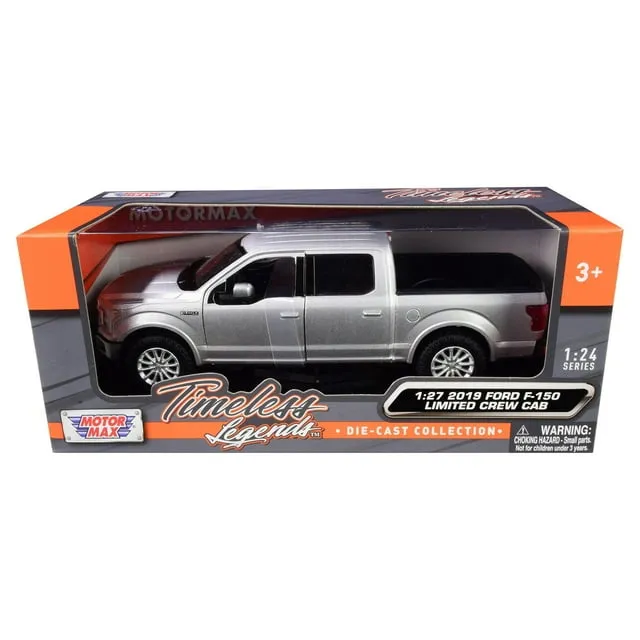 2019 Ford F-150 Limited Crew Cab Pickup Truck Metallic Silver 1/24-1/27 Diecast Model Car by Motormax 79364