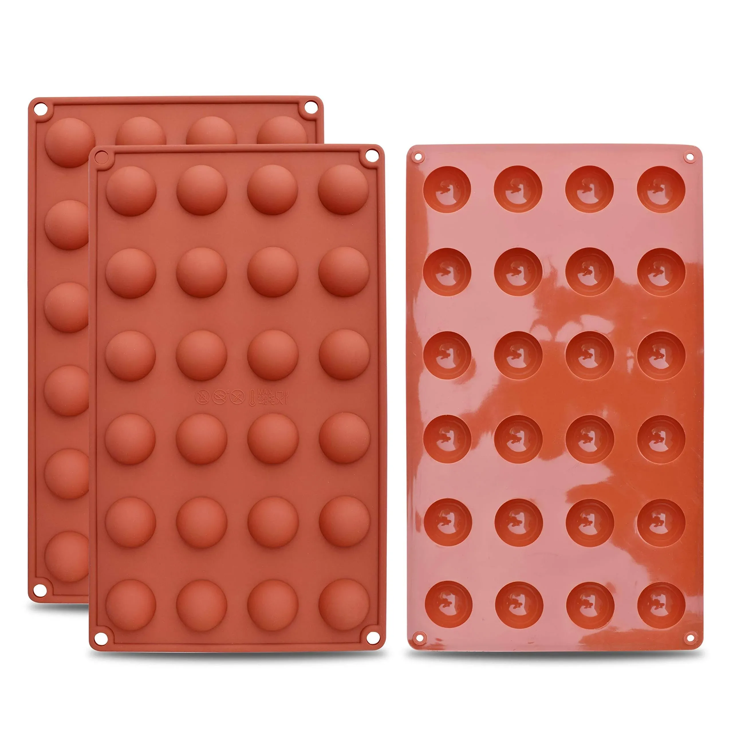 homEdge Mini molde de silicona semicesférica de 24 cavidades, 3 paquetes de moldes para hornear para hacer chocolate, pastel, gelatina, cúpula, mousse-Pay Atenntion al tamaño