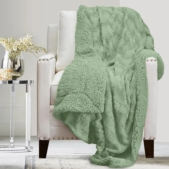 The Connecticut Home Company Throw Blanket, Soft Plush Reversible Shag and