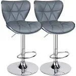 Homekoko Grey Swivel Bar Stools with Adjustable Shell Back (Set of 2)