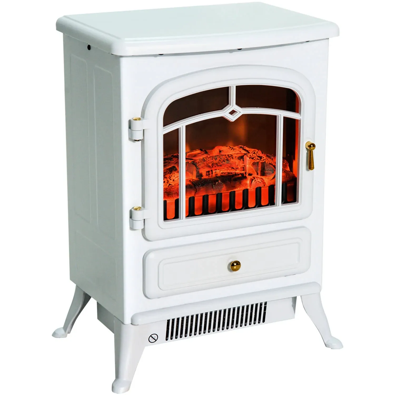 HOMCOM Electric Fireplace Heater, Fireplace Stove with Realistic LED Flames and Logs, and Overheating Protection