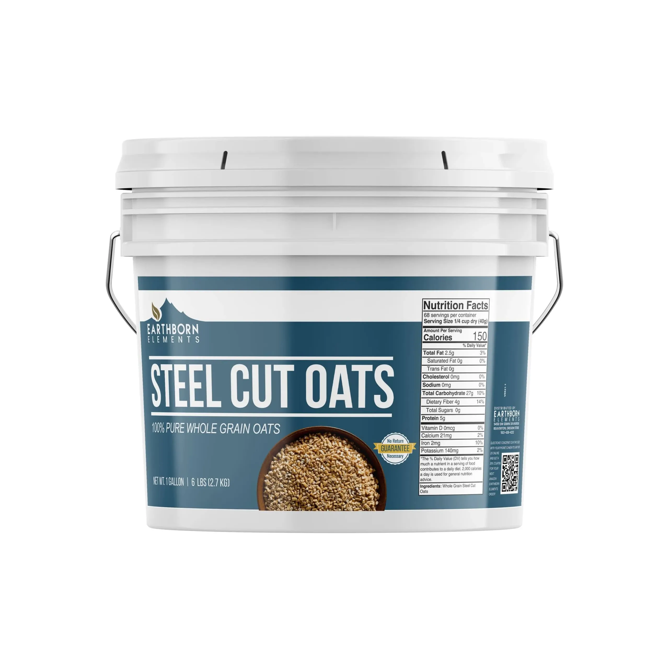 Steel Cut Oats, 1 Gallon Bucket by Earthborn Elements, Also Called Irish Oatmeal ...