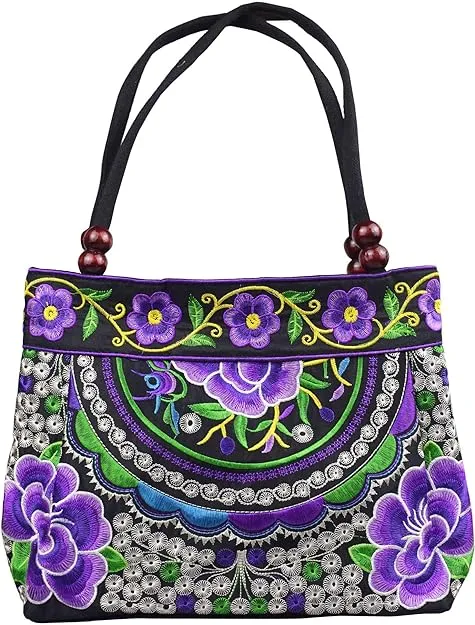 Canvas Floral Hobo Tote Bags For Women Stylish Casual Shoulder Handbag Ethnic Em