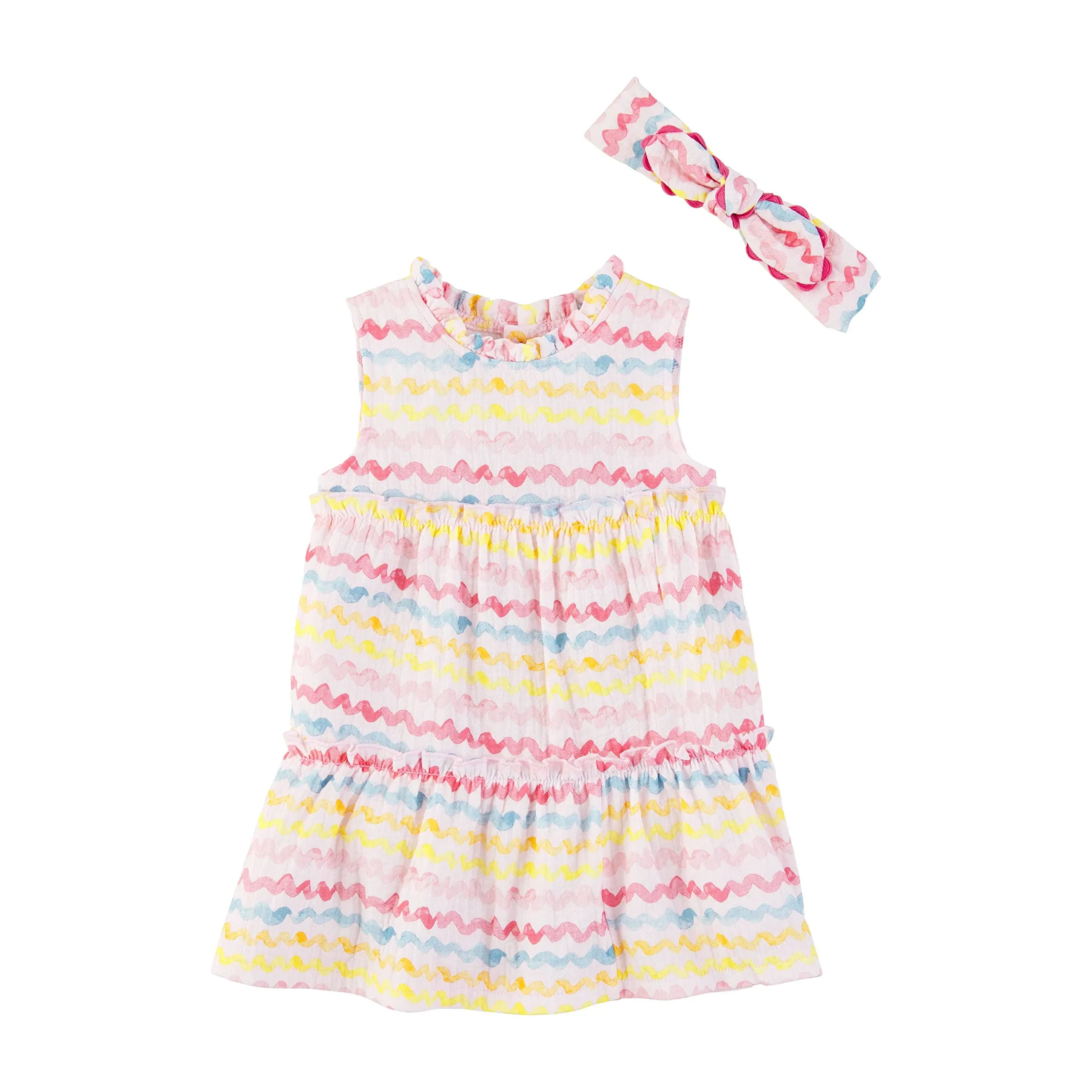 Mud Pie *Rainbow Ric-Rac Dress & Headband Set 12-18M